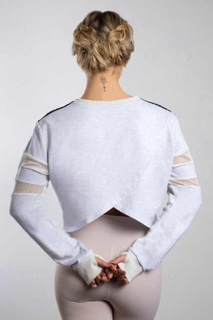 Audrina Cropped Sweater in Snow