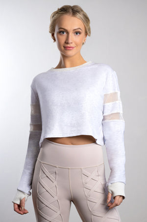 Audrina Cropped Sweater in Snow -  Restock Coming Soon