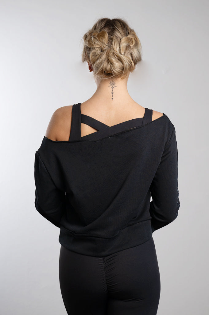 Roxy off the Shoulder Sweater in Raven
