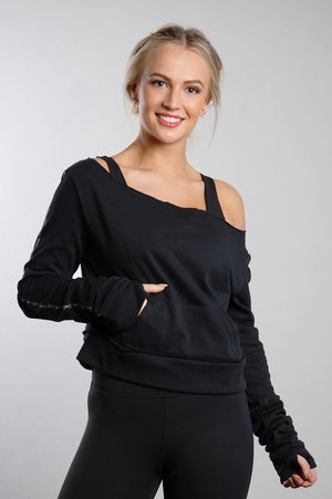 Roxy off the Shoulder Sweater in Raven
